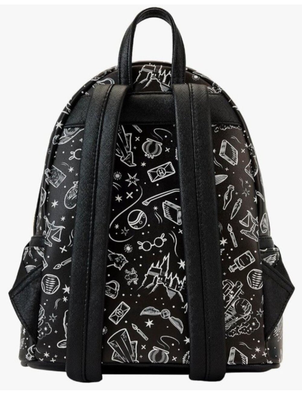 Loungefly Harry Potter Hogwarts Castle Black White Mini Backpack AOP Moon NWT - Picture 4 of 6
